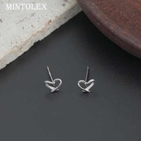 Solid 925 Sterling Silver Love Heart Stud Earrings Hypoallergenic Flatback for Women Valentine Gift Party Jewelry in Saudi Arabia