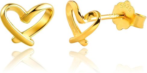 Solid 925 Sterling Silver Love Heart Stud Earrings Hypoallergenic Flatback for Women Valentine Gift Party Jewelry in Saudi Arabia
