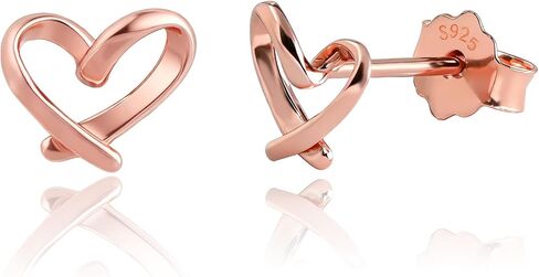 Solid 925 Sterling Silver Love Heart Stud Earrings Hypoallergenic Flatback for Women Valentine Gift Party Jewelry in Saudi Arabia