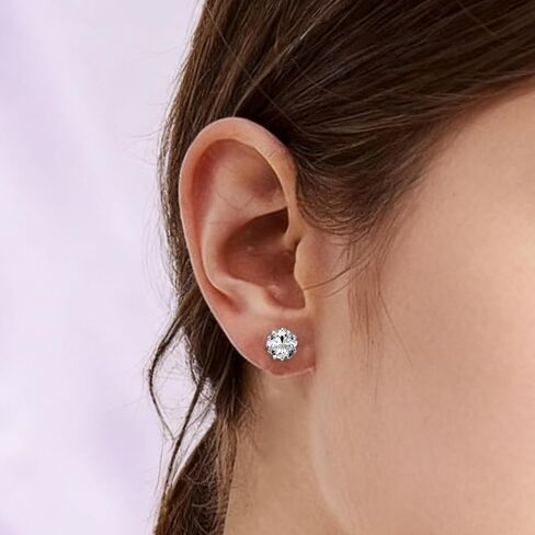 6 Pairs Stainless Steel Stud Earrings Set, Silver 14K Gold Plated 316L Stainless Steel Hypoallergenic Cubic Zirconia CZ Earring for Women Men 3-8mm in Saudi Arabia