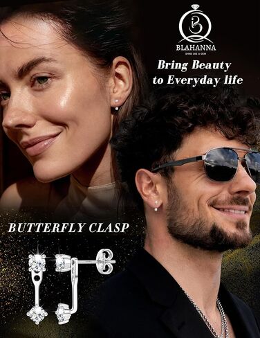 Moissanite Stud Earrings 925 Sterling Silver Earring Jacket Women Men Hypoallergenic 18k Gold Filled Studs Trendy Gifts for Her D Color VVS1 Clarity in Saudi Arabia