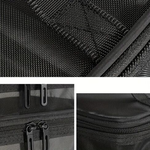 Travel Makeup Bag, Double Layer Cosmetic Bag, Mesh Cosmetic Bag with Handle, Portable Travel Cosmetic Case Organizer for Women-Black in Saudi Arabia