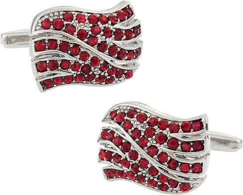 Cuff-Daddy Siam Red Crystal Wave Cufflinks with Presentation Gift Box | Luxurious Crystal Design Cuff Links Perfect for Wedding Groom with Box for Travel Gift Idea Elegant Glimmering Set for Him in Saudi Arabia