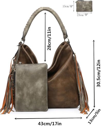 Oversize Hobo Bag for Women Boho Purses and Handbags Fringe Big 2 In 1 in Saudi Arabia