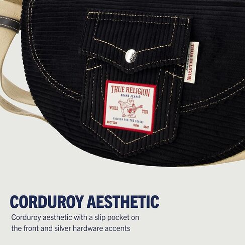 True Religion Women's Shoulder Bag Purse, Corduroy Soft Hobo Handbag with Adjustable Removable Strap in Saudi Arabia