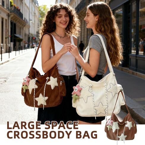 Cute Tote Bag Women Corduroy Tote Bag Aesthetic Messenger Bag Cute Shoulder Bag Y2K Hobo Bag in Kuwait