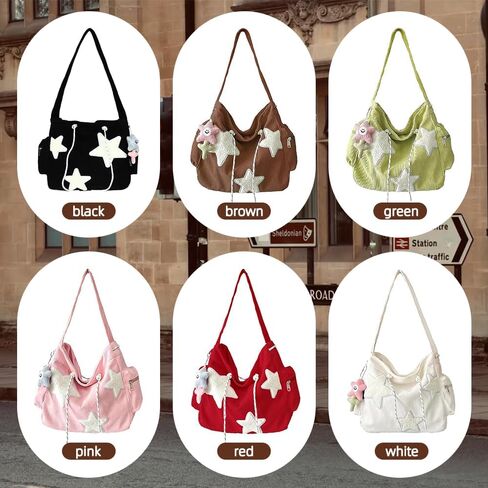 Cute Tote Bag Women Corduroy Tote Bag Aesthetic Messenger Bag Cute Shoulder Bag Y2K Hobo Bag in Kuwait