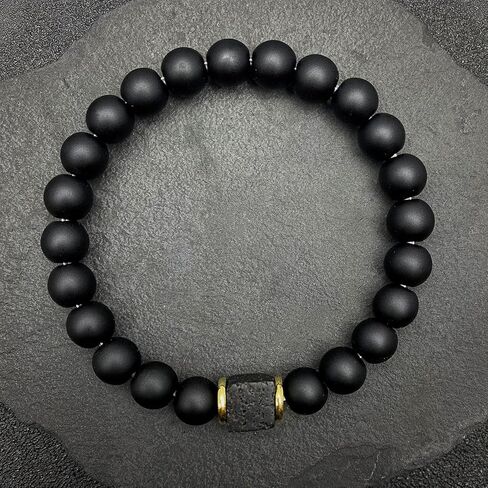 Mens Bracelet Matte Black Solid Onyx Handmade Zodiac Beaded Bracelets Natural Stone Bracelet Personalized Gifts for Men in Saudi Arabia