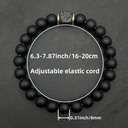 Mens Bracelet Matte Black Solid Onyx Handmade Zodiac Beaded Bracelets Natural Stone Bracelet Personalized Gifts for Men in Saudi Arabia