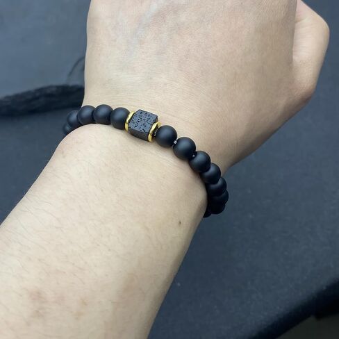 Mens Bracelet Matte Black Solid Onyx Handmade Zodiac Beaded Bracelets Natural Stone Bracelet Personalized Gifts for Men in Saudi Arabia