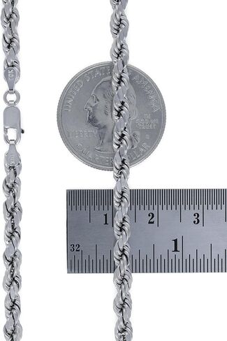 Nuragold 10k White Gold 4mm Rope Chain Diamond Cut Bracelet (7"-9") Italian Jewelry for Men & Women in Saudi Arabia