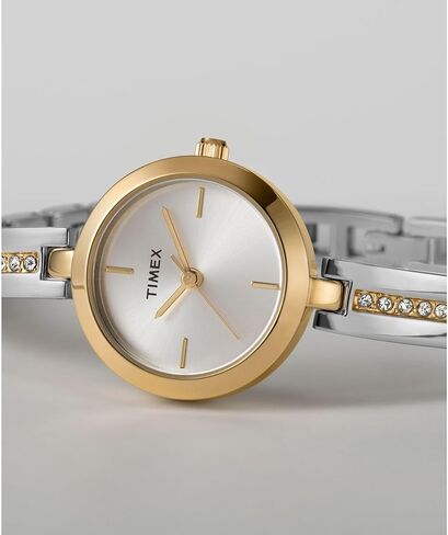 Timex Women's Main Street 25mm Watch - Two-Tone Bracelet Silver Dial Gold-Tone Case in Saudi Arabia