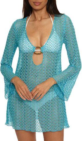 Becca Womens Crochet Tunic, Casual, Pull On, Sheer, Beach Cover Ups for Women in Saudi Arabia