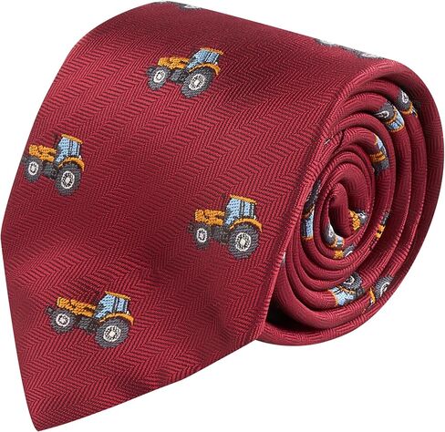 King & Priory Burgundy Red Herringbone Embroidered Tractor Tie in Saudi Arabia