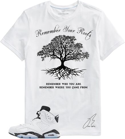 قميص ليتوافق مع Jordan Retro 6 Reverse Oreo/أسود وأبيض، تي شيرت برسومات رياضية للجنسين من Roots، أفضل هدية، عيد ميلاد in Saudi Arabia
