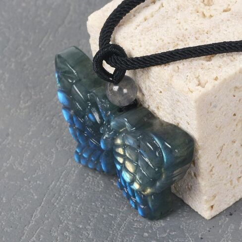 Justinstones Natural Gemstone Crystal Carved 40mm Butterfly Insect Totem Animal Guardian Pendant Necklace 22 inch in Saudi Arabia