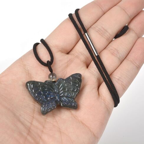Justinstones Natural Gemstone Crystal Carved 40mm Butterfly Insect Totem Animal Guardian Pendant Necklace 22 inch in Saudi Arabia