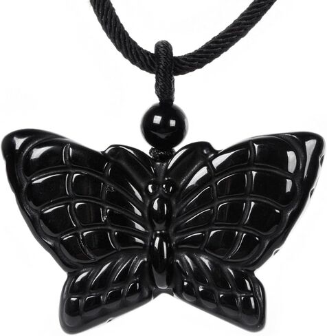 Justinstones Natural Gemstone Crystal Carved 40mm Butterfly Insect Totem Animal Guardian Pendant Necklace 22 inch in Saudi Arabia