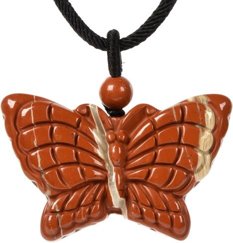 Justinstones Natural Gemstone Crystal Carved 40mm Butterfly Insect Totem Animal Guardian Pendant Necklace 22 inch in Saudi Arabia