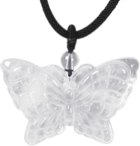 Justinstones Natural Gemstone Crystal Carved 40mm Butterfly Insect Totem Animal Guardian Pendant Necklace 22 inch in Saudi Arabia