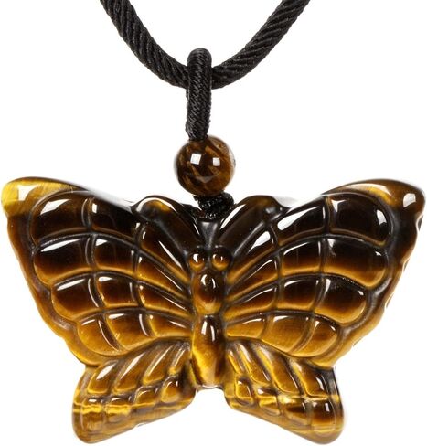 Justinstones Natural Gemstone Crystal Carved 40mm Butterfly Insect Totem Animal Guardian Pendant Necklace 22 inch in Saudi Arabia