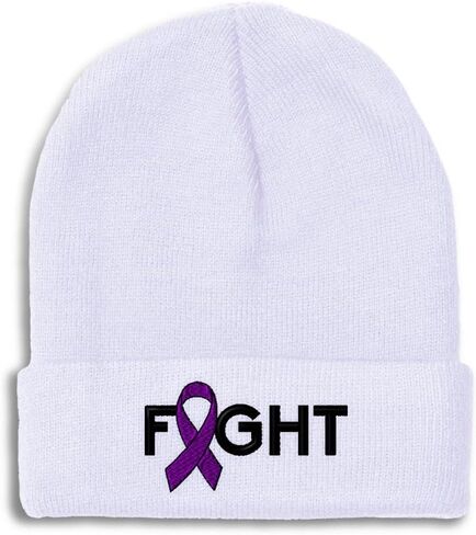 Beanies for Men Pancreatic Cancer Purple Ribbon Fight Skull Cap Winter Hats Women Acrylic One Size in Saudi Arabia