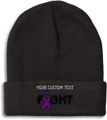 Beanies for Men Pancreatic Cancer Purple Ribbon Fight Skull Cap Winter Hats Women Acrylic One Size in Saudi Arabia