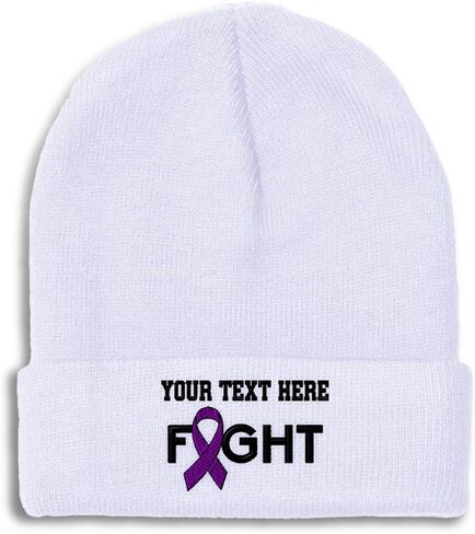 Beanies for Men Pancreatic Cancer Purple Ribbon Fight Skull Cap Winter Hats Women Acrylic One Size in Saudi Arabia