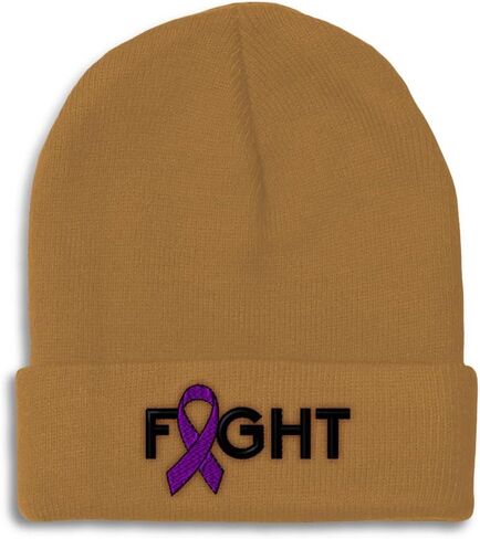 Beanies for Men Pancreatic Cancer Purple Ribbon Fight Skull Cap Winter Hats Women Acrylic One Size in Saudi Arabia