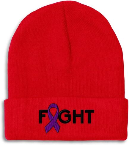 Beanies for Men Pancreatic Cancer Purple Ribbon Fight Skull Cap Winter Hats Women Acrylic One Size in Saudi Arabia