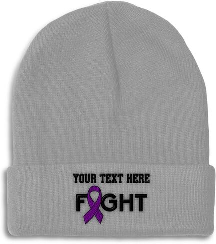 Beanies for Men Pancreatic Cancer Purple Ribbon Fight Skull Cap Winter Hats Women Acrylic One Size in Saudi Arabia