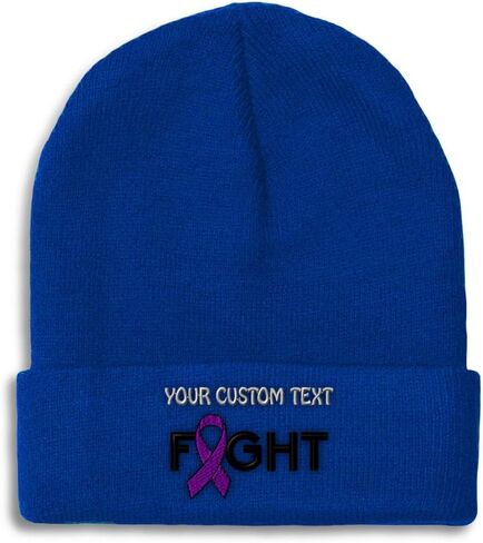Beanies for Men Pancreatic Cancer Purple Ribbon Fight Skull Cap Winter Hats Women Acrylic One Size in Saudi Arabia