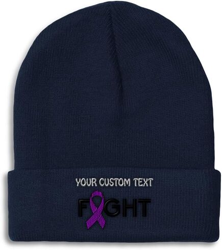 Beanies for Men Pancreatic Cancer Purple Ribbon Fight Skull Cap Winter Hats Women Acrylic One Size in Saudi Arabia