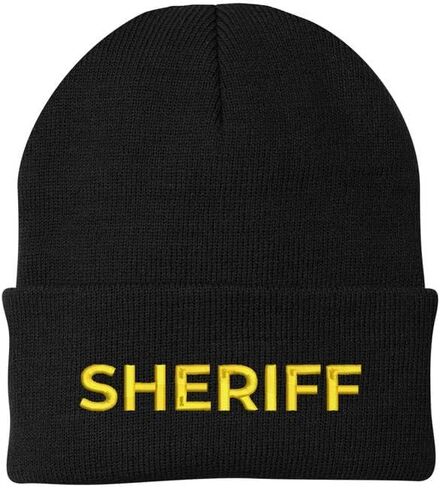Sheriff Embroidered Beanie Hat USA Army Uniform Police 100% Acrylic Knit Winter Watch Cap in Saudi Arabia