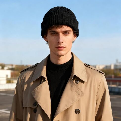 6 Pieces Short Fisherman Beanie for Men Women Roll-up Edge Knit Elastic Cap Winter Warm Hat in Saudi Arabia
