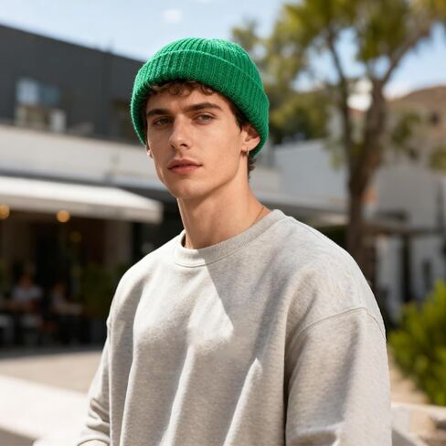 6 Pieces Short Fisherman Beanie for Men Women Roll-up Edge Knit Elastic Cap Winter Warm Hat in Saudi Arabia