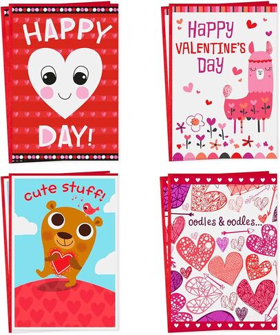 Hallmark Valentines Day Cards for Kids School, Llama, Bear, Hearts (8 Classroom Valentines with Envelopes) in Saudi Arabia