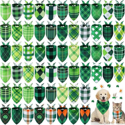 Sweetude 60 Pcs Winter Plaid Dog Bandanas Bulk Winter Pet Scarf Bibs Puppy Bandana Adjustable Washable Kerchief Pet Costume Accessories Grooming Supplies for Small to Large Cats Dogs in Saudi Arabia