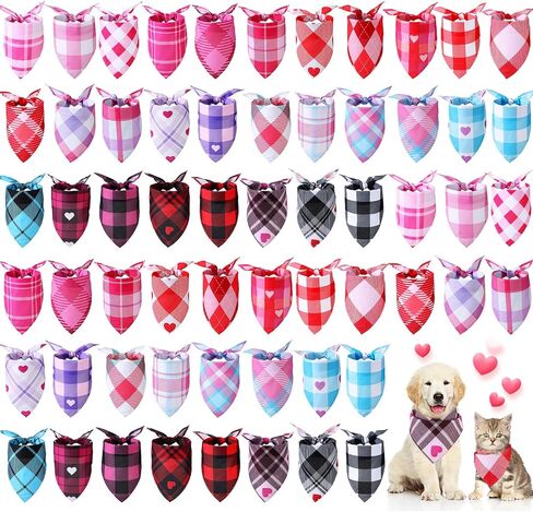 Sweetude 60 Pcs Winter Plaid Dog Bandanas Bulk Winter Pet Scarf Bibs Puppy Bandana Adjustable Washable Kerchief Pet Costume Accessories Grooming Supplies for Small to Large Cats Dogs in Saudi Arabia