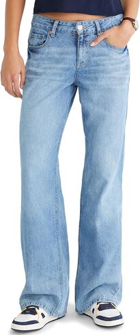 Aeropostale Women's Aero Baggy Wide Leg Light Wash Clean Jean, Orzo, 00R in Saudi Arabia