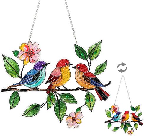 Eiflow Hanging Diamond Art Ornament Kit Lighthouse, 9.6x9.7inch Double Sided Diamonds Painting Pendant for Adults, DIY Acrylic Board Gem Painting Kit in Kuwait