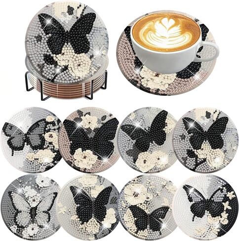 8 PCS Diamond Art Coasters with Holder Cactus Diamond Painting Coasters Kit للبالغين المبتدئين DIY Diamond Art Dot Coasters Diamond Art Painting Kits. 4 × 4 بوصة in Kuwait