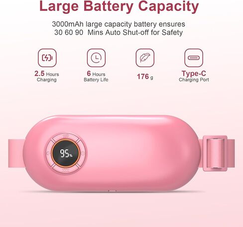Heating Pad for Period Cramps, 3 Heat Levels and 3 Massage Modes, Portable Heating Pad for Menstrual Cramps Relief, Electric Heat Belt, Christmas Gifts for Women and Girl Stocking Stuffers(Pink) in Saudi Arabia