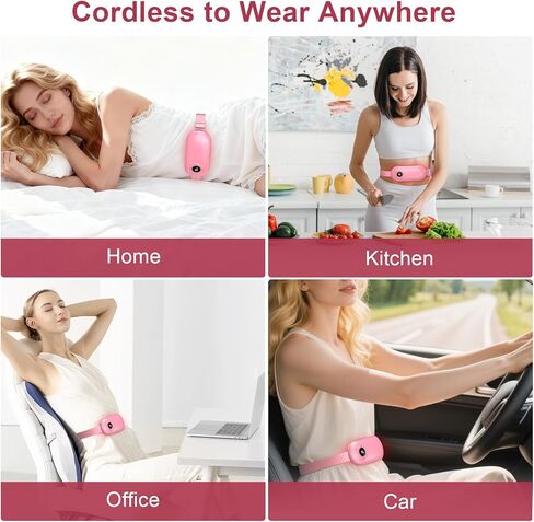 Heating Pad for Period Cramps, 3 Heat Levels and 3 Massage Modes, Portable Heating Pad for Menstrual Cramps Relief, Electric Heat Belt, Christmas Gifts for Women and Girl Stocking Stuffers(Pink) in Saudi Arabia