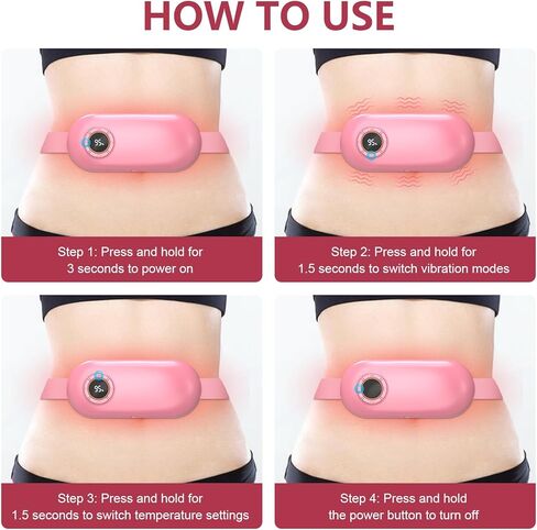 Heating Pad for Period Cramps, 3 Heat Levels and 3 Massage Modes, Portable Heating Pad for Menstrual Cramps Relief, Electric Heat Belt, Christmas Gifts for Women and Girl Stocking Stuffers(Pink) in Saudi Arabia