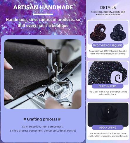 Halloween Costume Party Sequins Witch Hat Women Girl Wide Brim Taper Spire Men Wizard Pointed Cap Gifts in Saudi Arabia