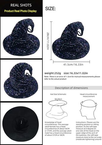 Halloween Costume Party Sequins Witch Hat Women Girl Wide Brim Taper Spire Men Wizard Pointed Cap Gifts in Saudi Arabia