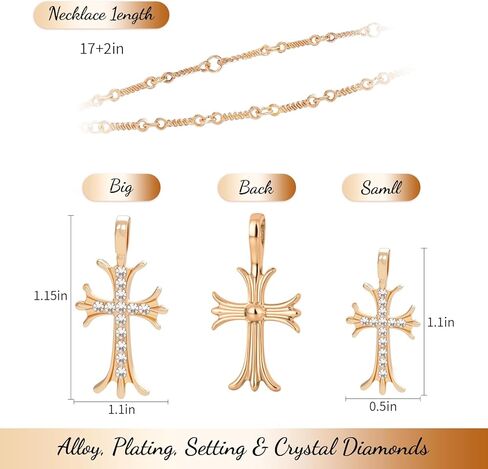 Cross Necklace 14K Gold Plated Double Cross Pendant Necklace Dainty Diamond Cross Charm Link Chain Choker Delicate Faith Jewelry Religious Gifts for Women or Friends in Saudi Arabia