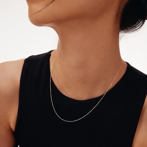 Gelin 14k Solid Gold Diamond Cut Cable Chain Necklace for Women in Saudi Arabia