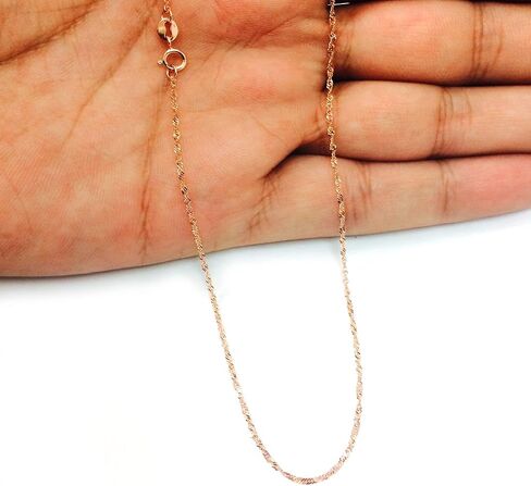 Jewelry Affairs 10k Rose Gold Singapore Chain Necklace, 1.0mm in Saudi Arabia